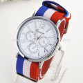 New Fashion Round 2 zones ladies cheap geneva leather watch